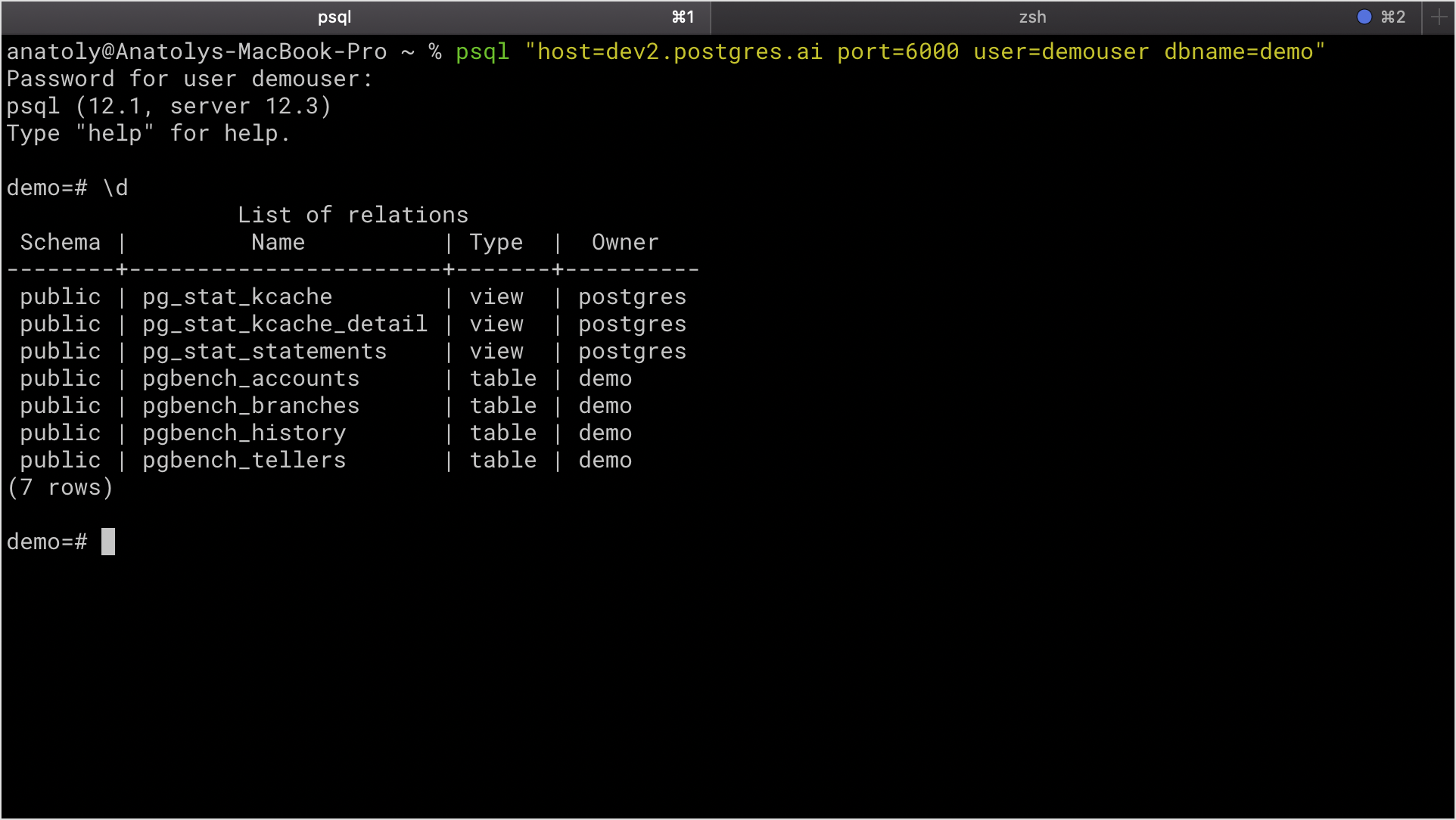 Terminal / psql