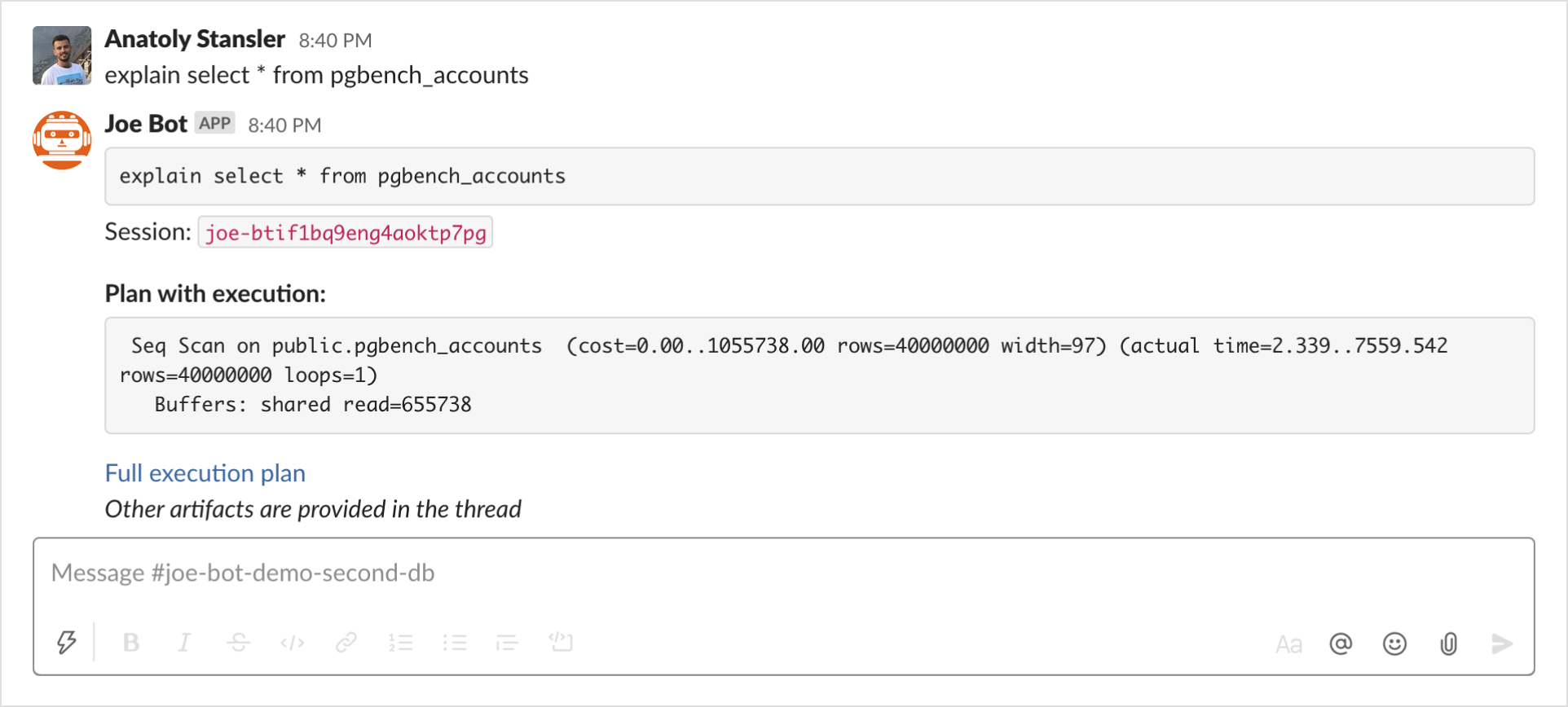 Joe bot / Status OK / Slack