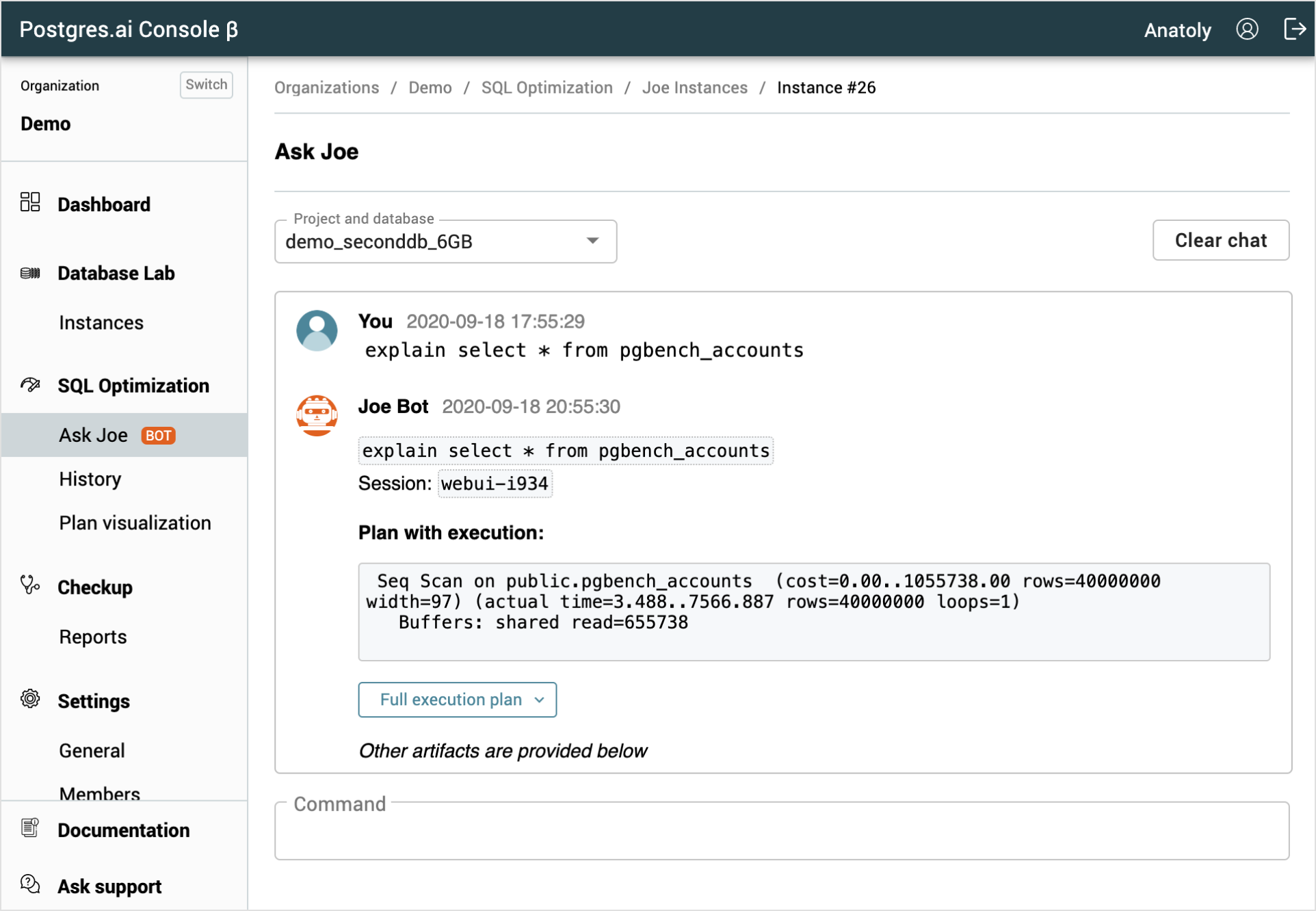 Joe bot / Status OK / Web UI