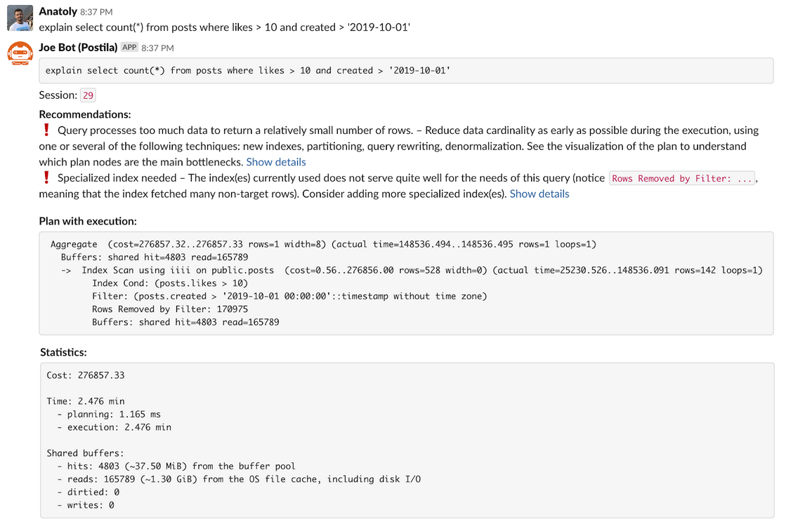 Use case - Initial EXPLAIN